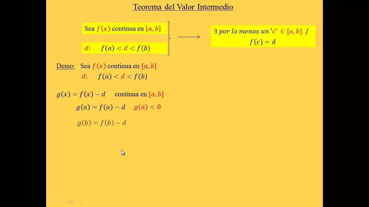 teorema del valor intermedio demostración