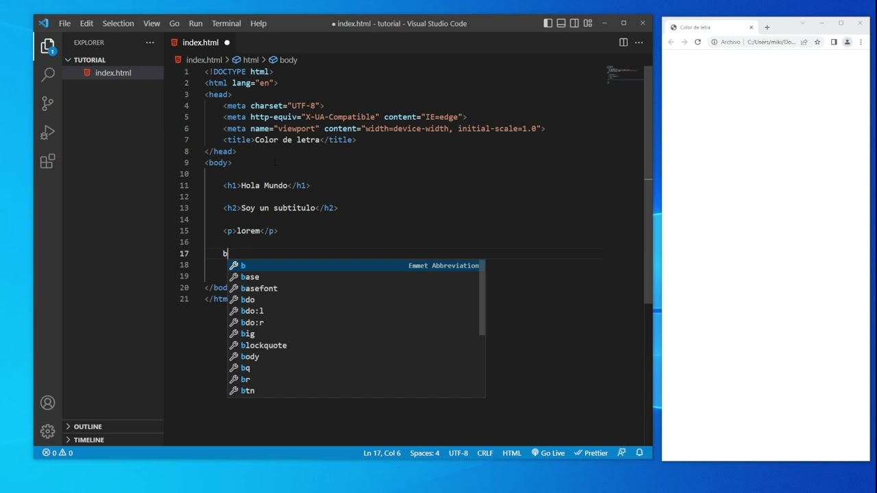 cambiar el color de la letra en html